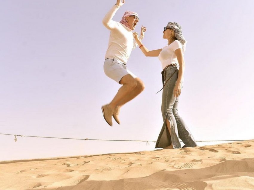 Me një imazh nga Dubai me bashkëshortin, Ledina Çelo uron 14 shkurtin