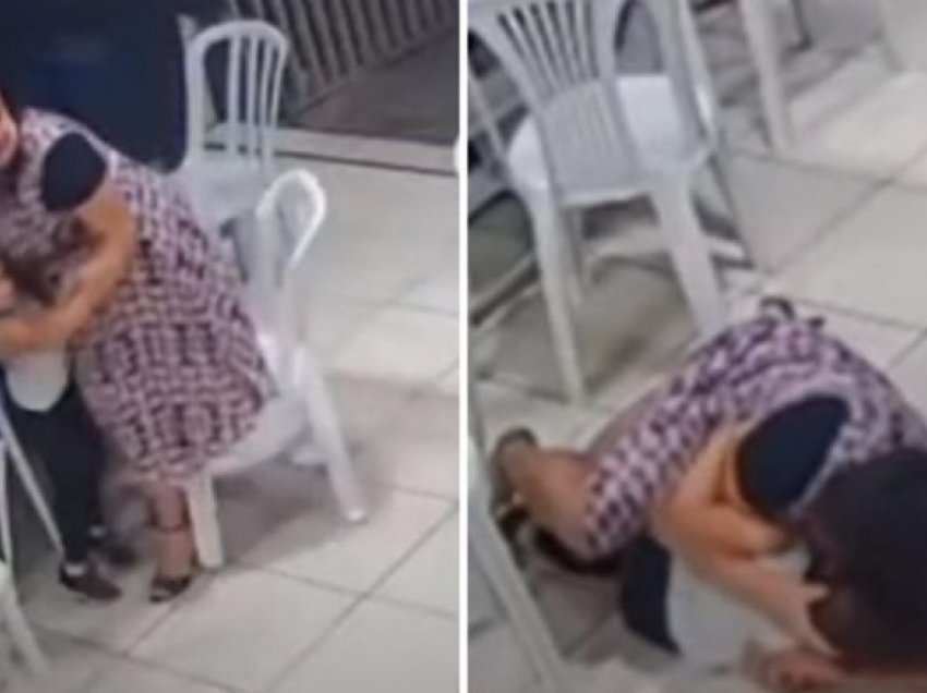 Futen në restorant për të kryer plaçkitje, e ëma braziliane shtrihet në tokë dhe mbulon më trup të birin