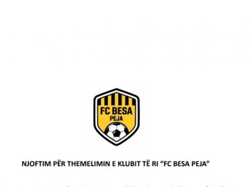 FC Besa Peja, klubi më i ri  që kërkon ta pasojë klubin 100 vjeçar