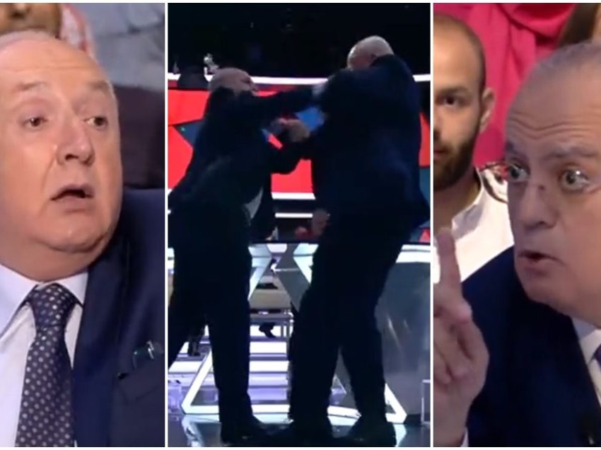 “Ring boksi” gjatë një debati televiziv në Liban, politikani rrihet me grushte me një gazetar