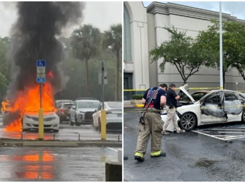 Një grua ishte duke vjedhur në dyqan kur vetura me dy fëmijë brenda shpërtheu në flakë në Florida