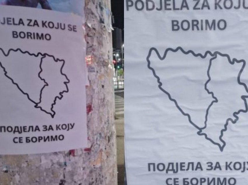 Tuzla mbushet me posterë provokues, paraqitet ndarja e Bosnjës dhe Hercegovinës midis Serbisë dhe Kroacisë