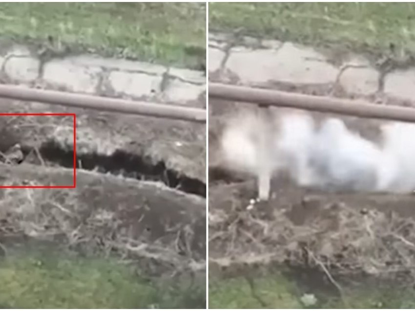 Ushtari rus u mundua ta luftojë dronin e Ukrainës me lopatë, pamjet kur e pëson keq pas disa sekondave