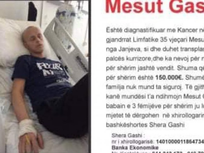 Kërkohet ndihmë financiare për shërimin e Mesut Gashit