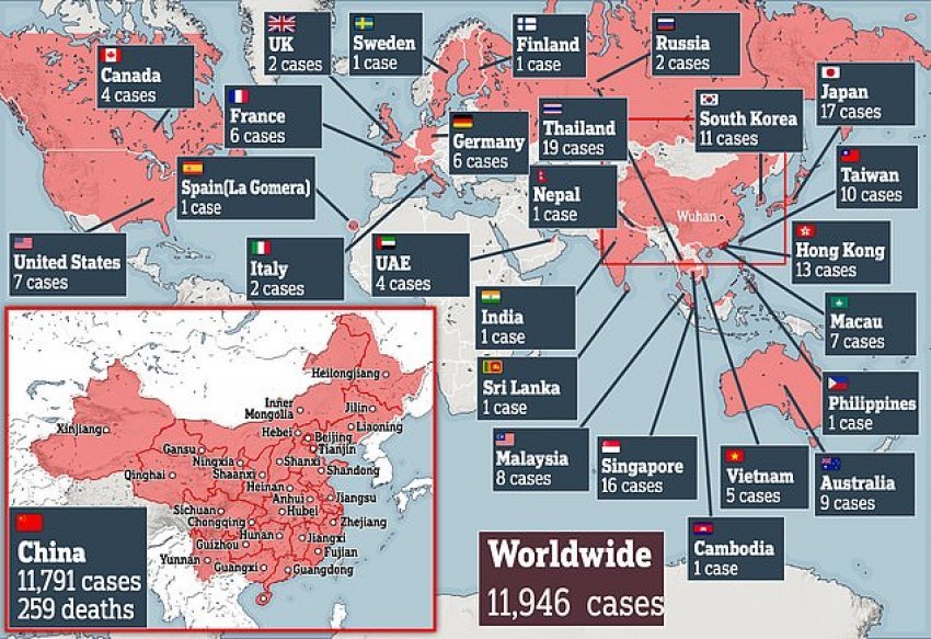 Harta e bots q tregon vendet e prekura deri m tani nga virusi vdekjeprurs Auto_harta1580575625
