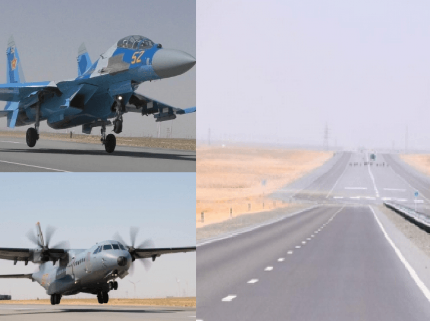 Kazakistani ul avionët gjuajtës në autostradë, si pjesë e manovrave përgatitore 