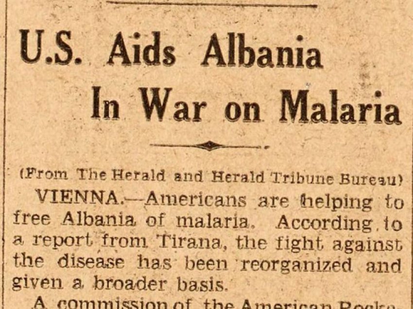 The New York Herald (1932) / SHBA ndihmon Shqipërinë në luftën kundër malaries