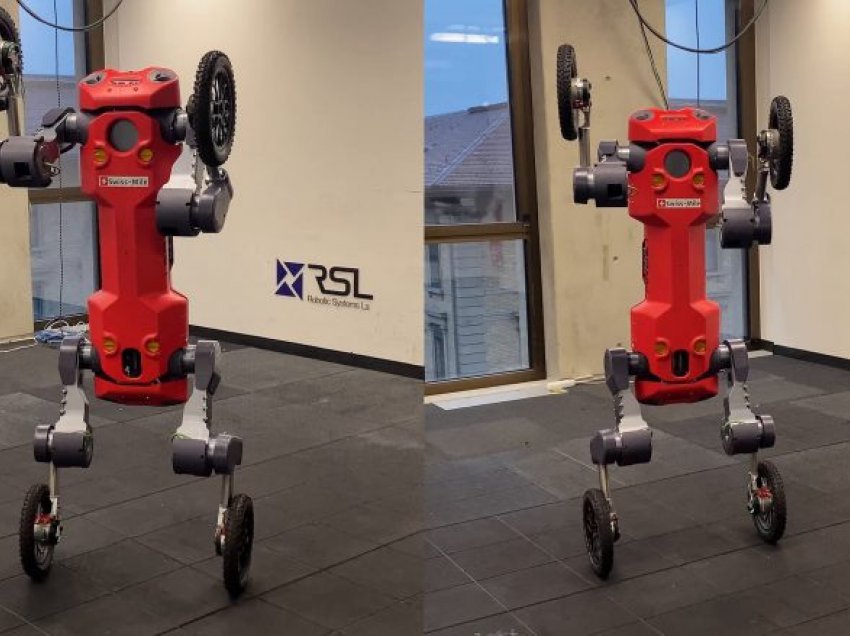 Roboti që kryen shumë funksione, lëviz si veturë e ngjitet shkallëve – madje rrotat i shfrytëzon si “këmbë”