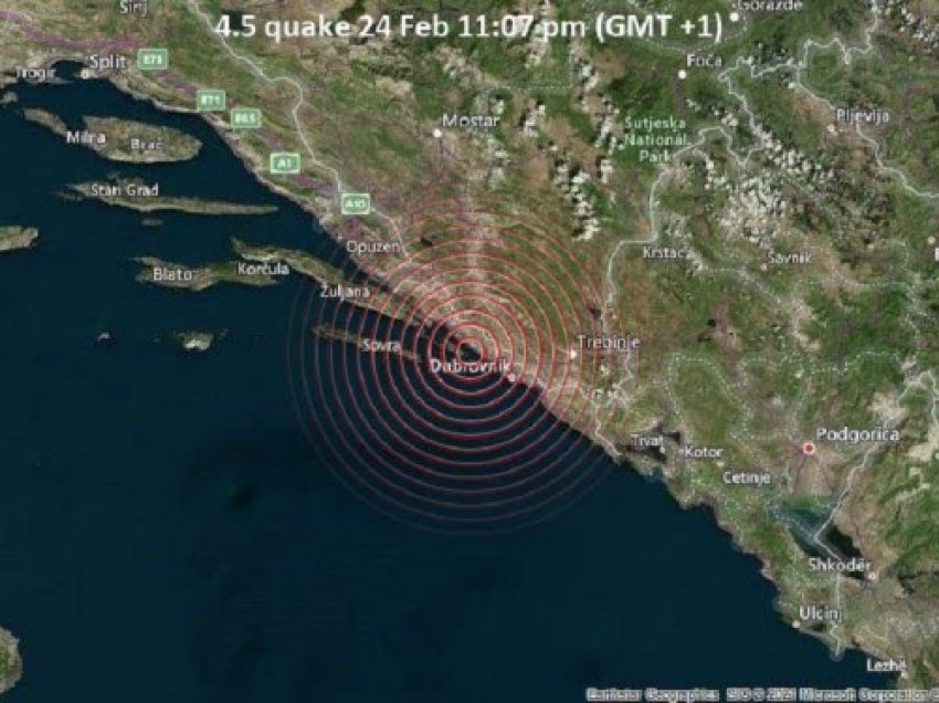 Tërmet në zonën e Dubrovnikut