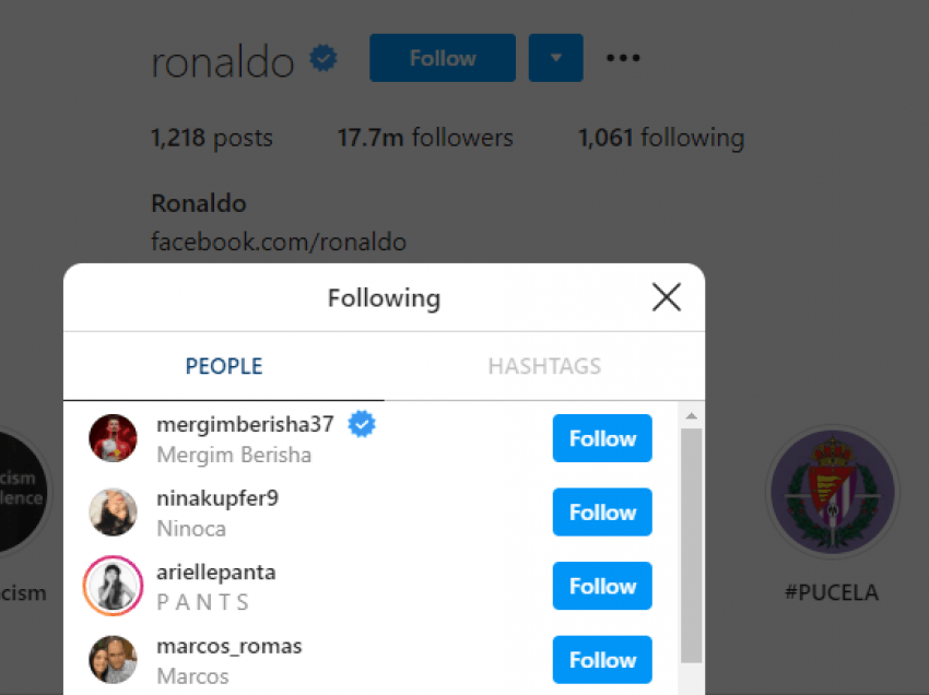 Ky është futbollisti i parë nga Kosova, që Ronaldo e ndjek në Instagram