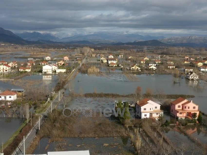 Përmbytjet në Shkodër: Mbi 1330 ha tokë nën ujë, në Obot niveli i ujit në rrugë arrin 85 cm