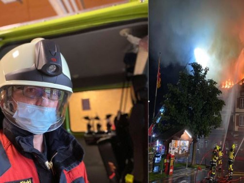 Zjarr i madh në Zweisimmen të Zvicrës, në vendngjarje dhe zjarrfikësi shqiptar Liridon Tifeku