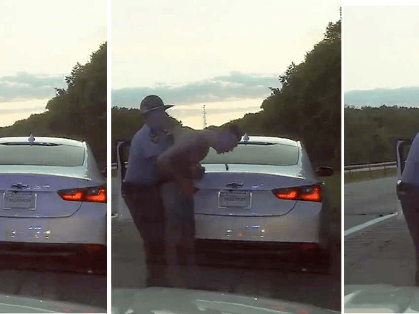 Burri kapërdin qesen e drogës kur u ndalua në autostradë, polici e shpëton nga mbytja 