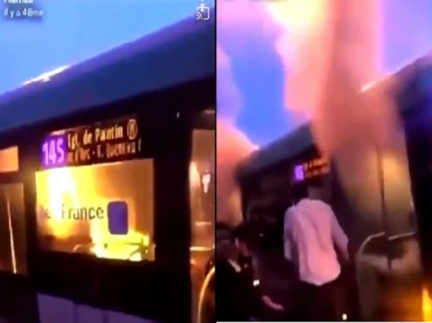​Momentet e tmerrit kur gruaja laget me benzinë dhe digjet në autobusin e Parisit