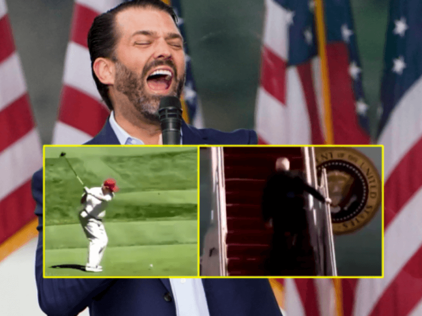 Djali i Trumpit tallet me Bidenin, publikon pamjet sikur babai i tij e rrëzoi me top të golfit