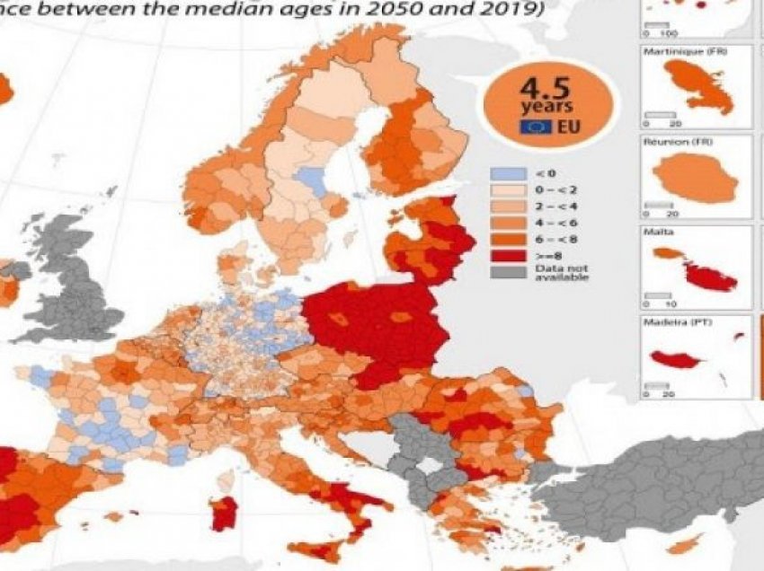 Deri në vitin 2050, popullsia pritet të bjerë në dy të tretat e rajonit të BE-së