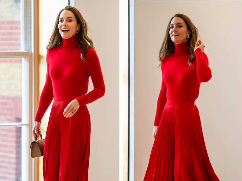 Kate shkëlqeu me fustanin e kuq