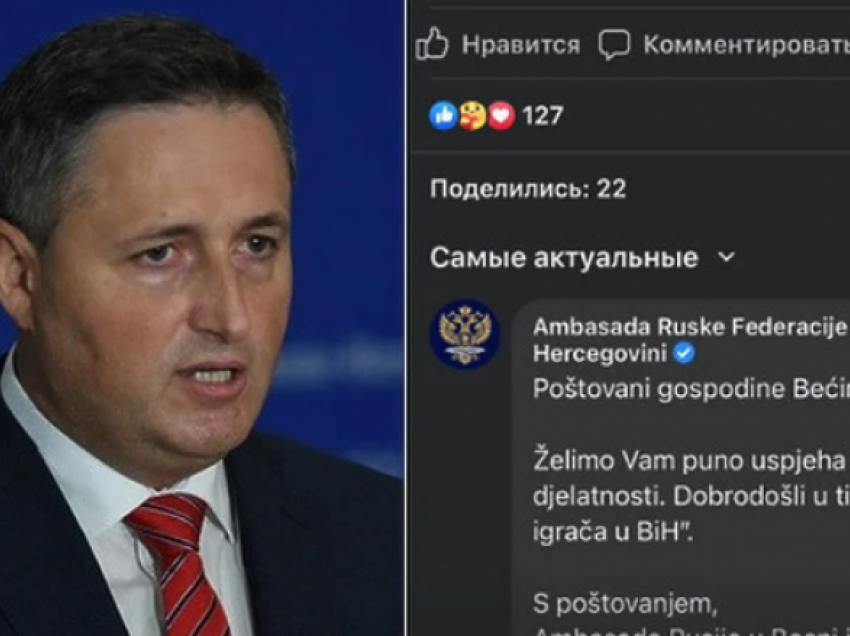 Ambasada Ruse, politikanit pro-perëndimor boshnjak: Mirë se vini në ekipin e ‘lojtarëve rusë në Bosnje dhe Hercegovinë’
