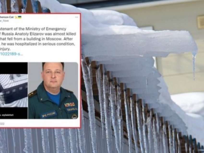 Një copë e madhe akulli bie nga një çati dhe godet gjeneralin rus – përfundon në spital 