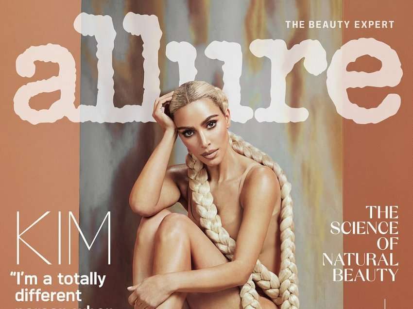 Kim Kardashian shfaqet nudo në kopertinën e revistës “Allure”, ndërsa flet për papërsosmëritë e saj