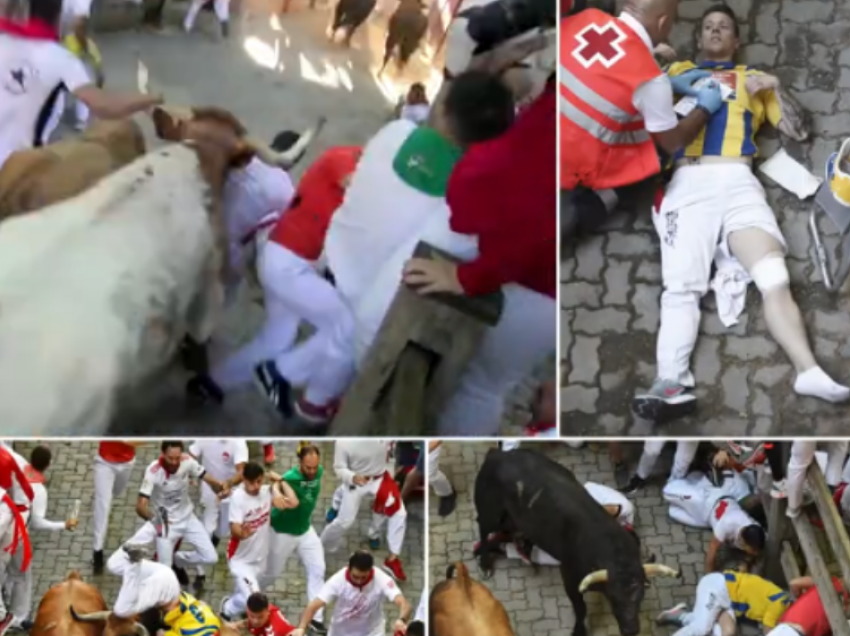 Tre vrapues goditen nga brirët e demave në festivalin e Pamplona, para dueleve vrasëse në arenë