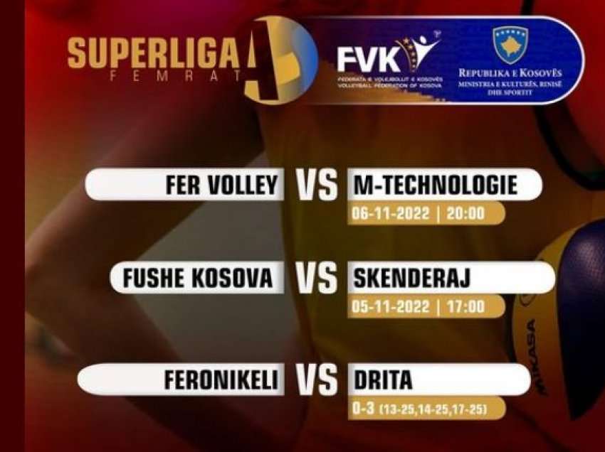 Superliga A, femrat: Orari i ndeshjeve të xhiros së shtatë