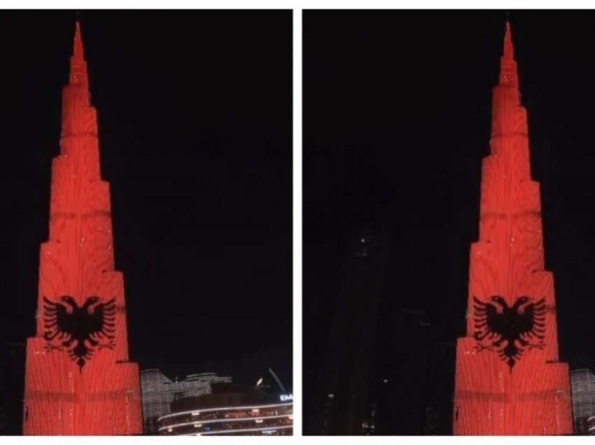 Festa e Pavarësisë së Shqipërisë transferohet edhe në Dubai, kulla me e lartë në botë “vishet” Kuq e Zi