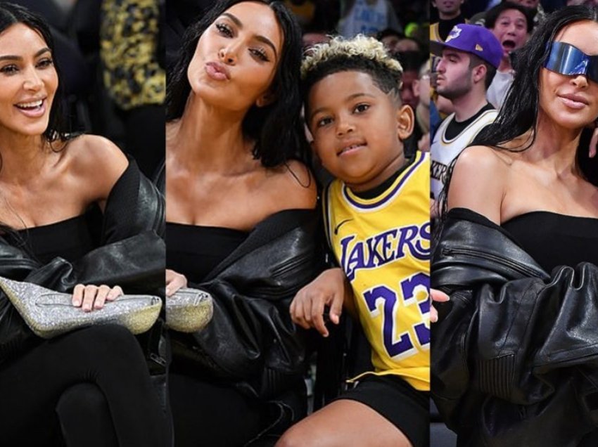 Kim Kardashian shkëlqen me të zeza, teksa e çon djalin Saint në një ndeshje për ditëlindje