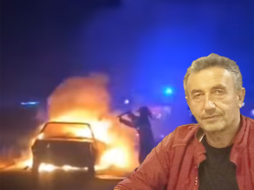 Pamje nga djegia e veturës në Prizren ku ndodhej ish luftëtari i UÇK-së