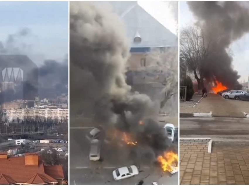 Qyteti rus në flakë pas sulmeve masive që kreu Ukraina, dëgjohen shpërthime të forta të bombardimeve – pamje nga vendi i ngjarjes