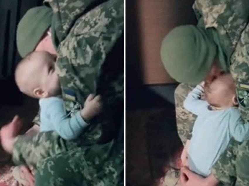 Takim emocionues mes ushtarit ukrainas dhe të birit të tij