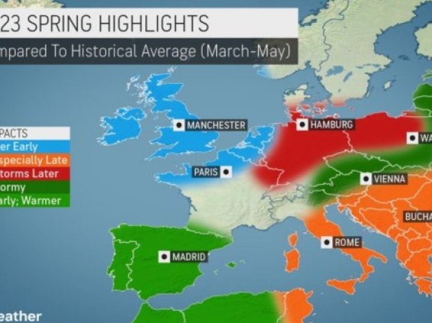 AccuWeather publikoi “parashikimin e madh pranveror” për Evropë, “befasia” do të jetë në Ballkan