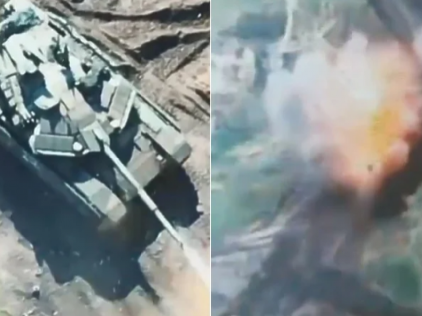 Pamjet me dron: Ukrainasit shkatërrojnë tankun e avancuar rus gjatë tërheqjes së dështuar