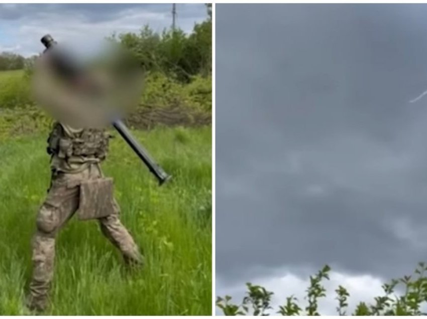 Ushtari ukrainas rrëzon dronin rus, e godet me Stinger