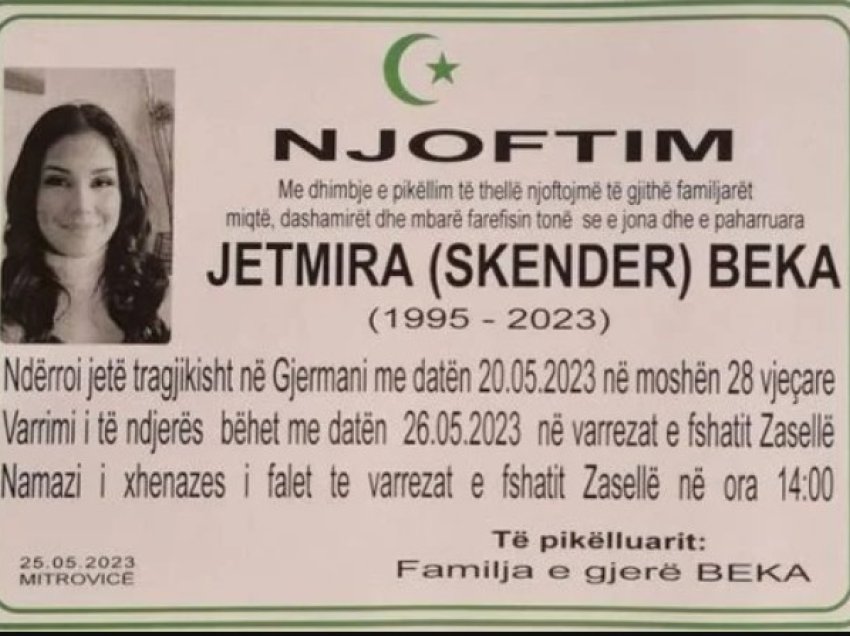 Nesër i jepet lamtumira e fundit Jetmira Bekës, që u vra nga ish-burri i saj në Gjermani