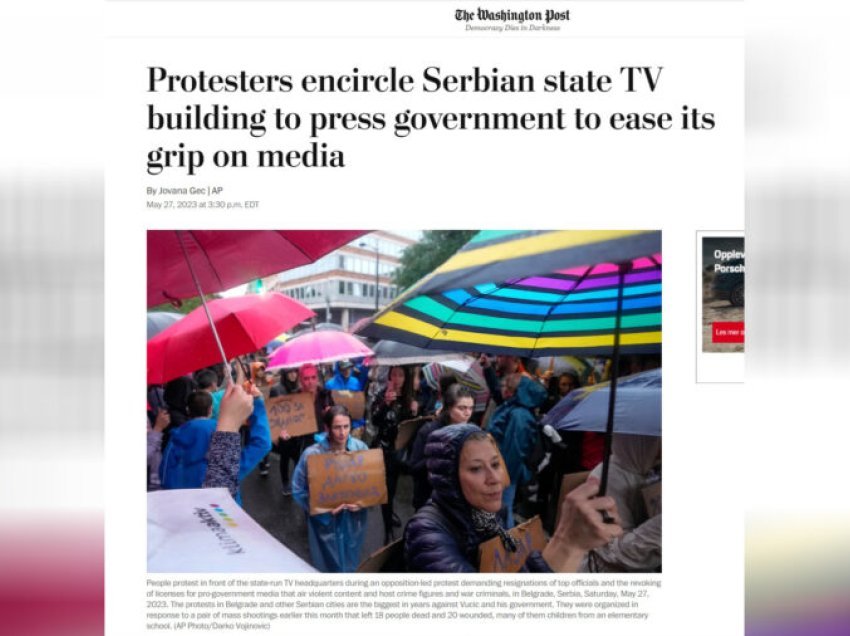 Uashington Post e quan protestën e mbrëmshme si rebelimin më të madh kundër sundimit autokrat të Vuçiçit deri më tani
