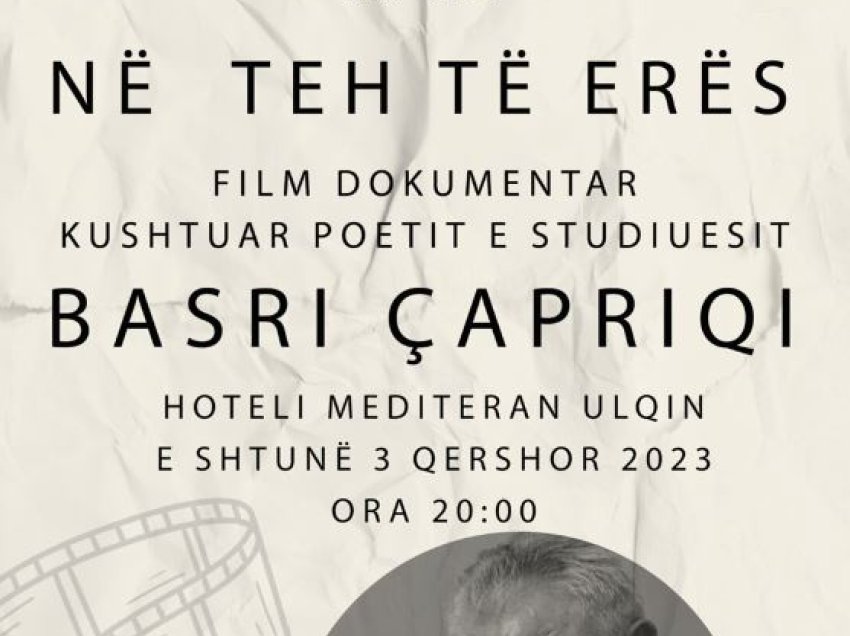 Promovimi i filmit dokumentar “Në teh të erës” kushtuar poetit e studiuesit Basri Çapriqi në Ulqin e Tuz