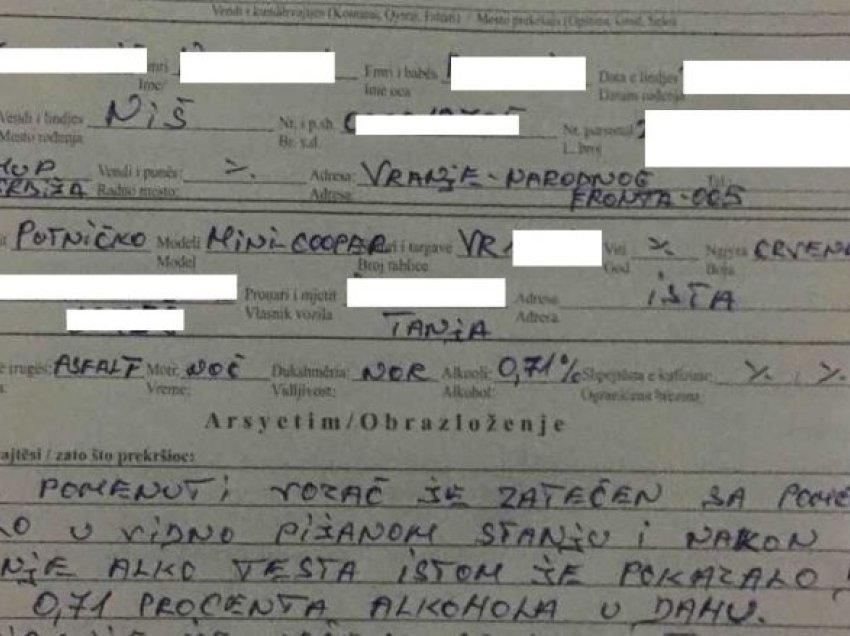 Voziti në gjendje të dehur, policia ia konfiskon patent-shoferin dhe e dënon me kaq euro gjobë